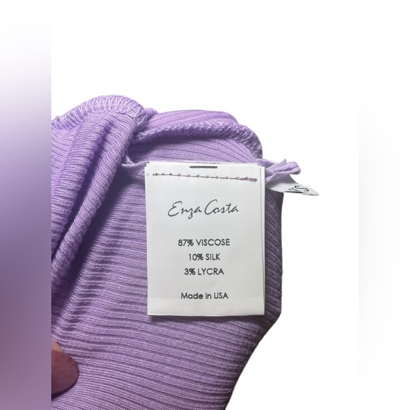 Enza Costa NWOT Ribbed Purple Silk Blend Halter Body Suit Size XS - Picture 4 of 7